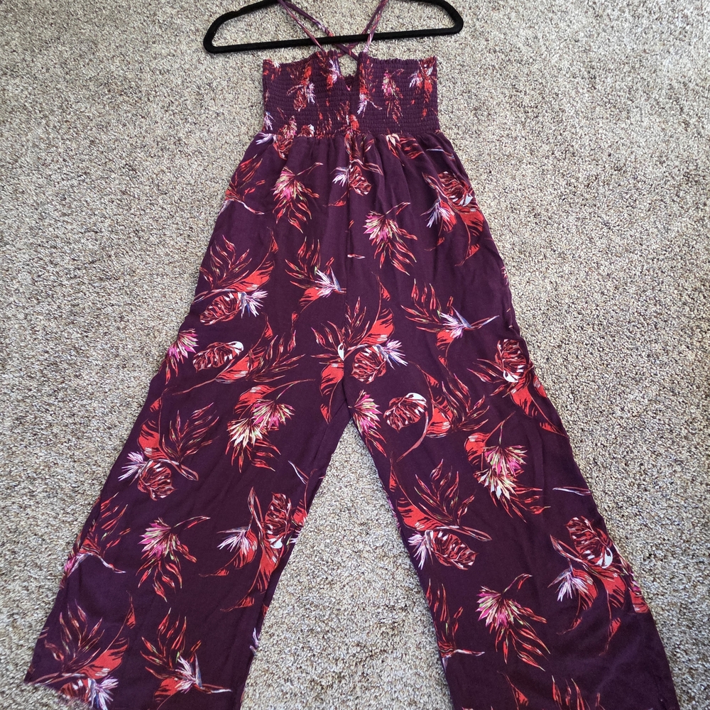 Knot Sisters Red and Purple Floral Jumpsuit